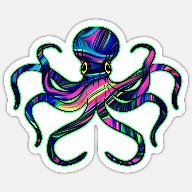 Octopus fluorescent by The Manzanita's Sticker size S (10 x 10 cm)
