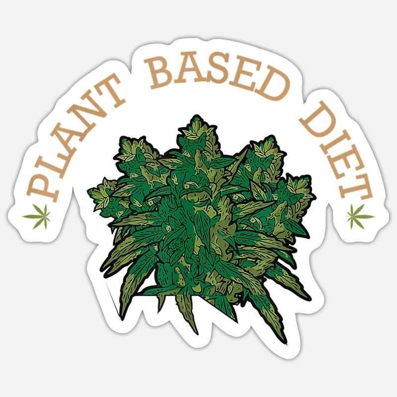 Cannabis Hanf THC 420 Diät - Sticker Größe S (10 x 10 cm) - Mattweiß