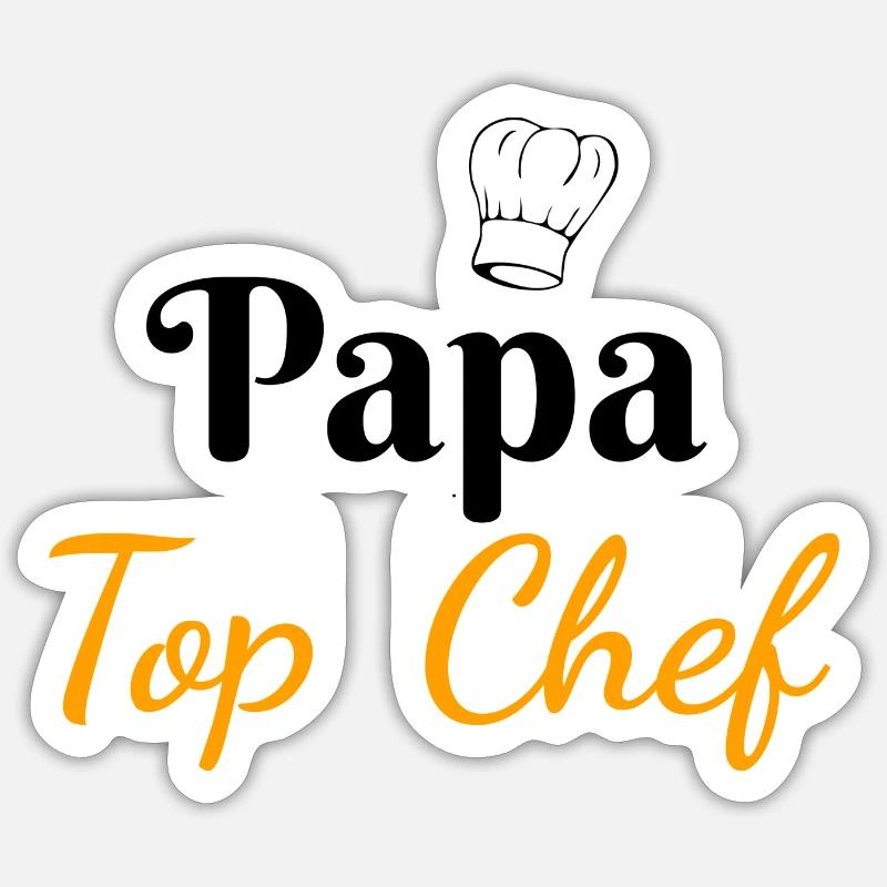 Papa Top Chef - Sticker taille S (10 x 10 cm) - blanc mat
