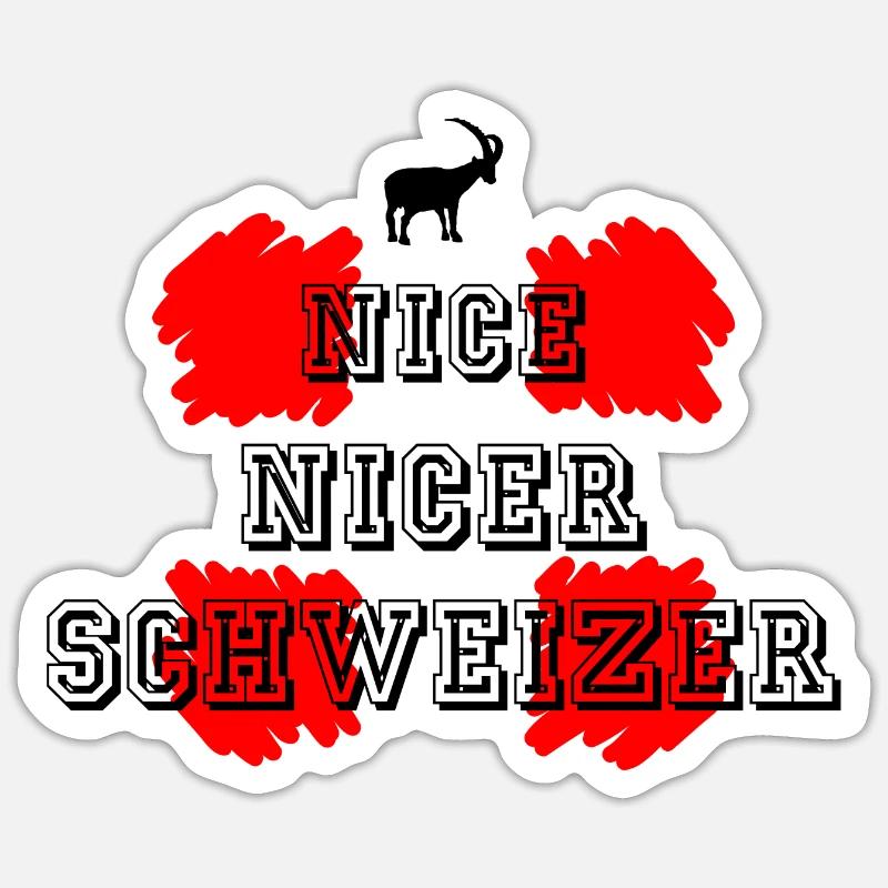 Nice nicer Schweizer Steinbock Flagge Schweiz - Sticker Größe S (10 x 10 cm) - Mattweiß