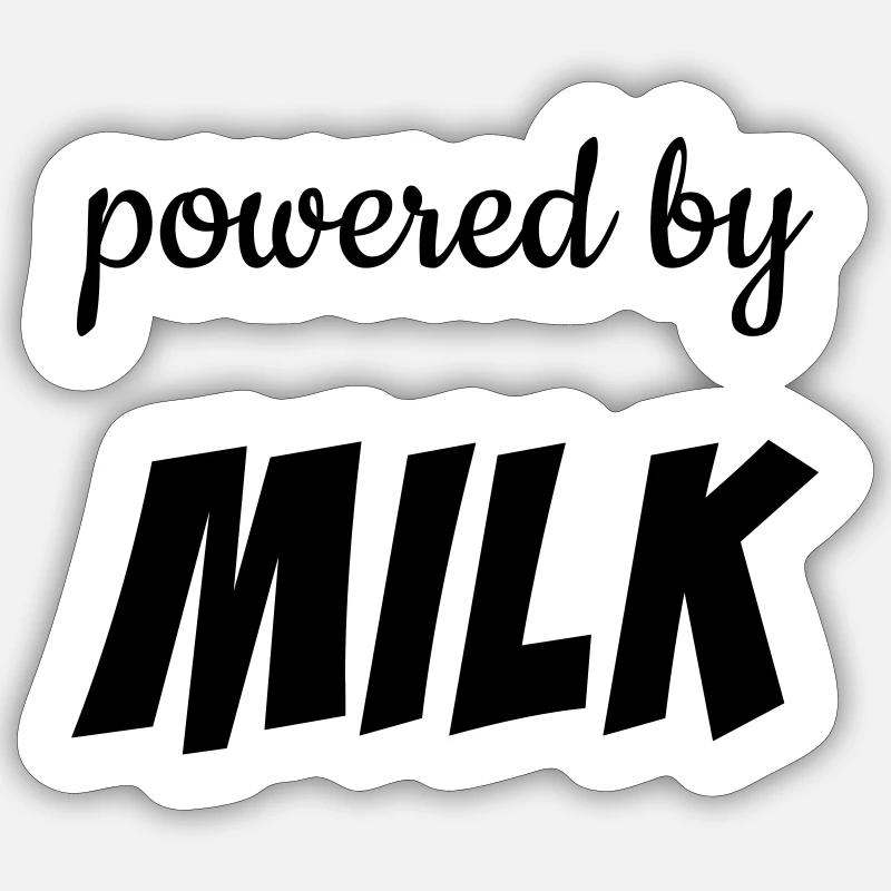 Powered by Milk - Black&White - Sticker Größe S (10 x 10 cm) - Mattweiß