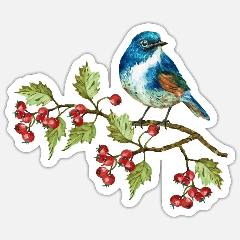 Bunter Vogel - Sticker Größe S (10 x 10 cm) - Mattweiß