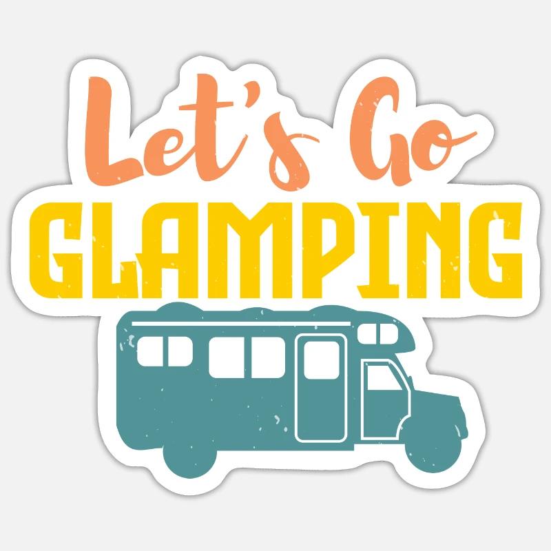 Camping et glamping - Sticker taille S (10 x 10 cm) - blanc mat