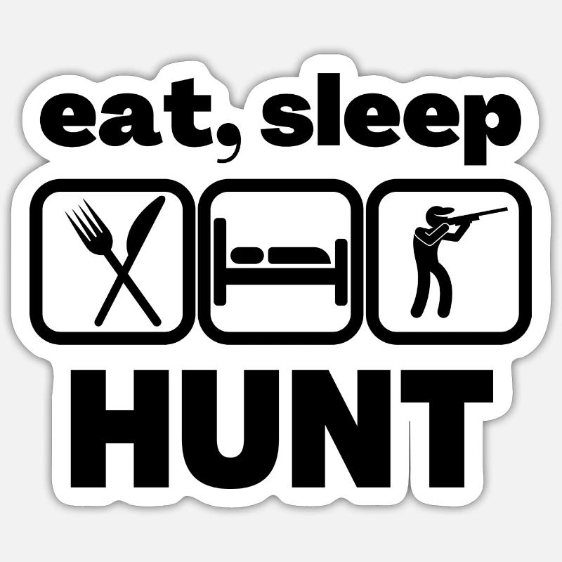 eat sleep hunt - Sticker taille S (10 x 10 cm) - blanc mat
