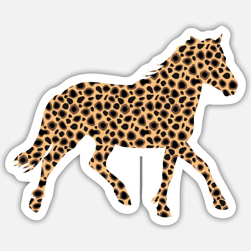 Wildpferd mit Leoprint Sticker Größe S (10 x 10 cm)