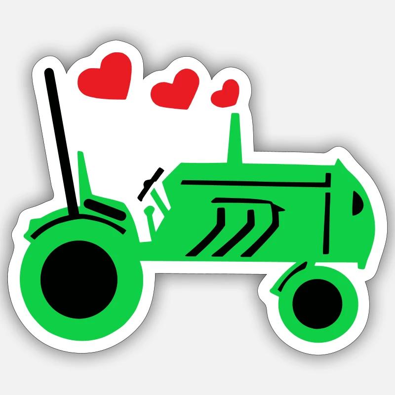 Traktor Oldtimer mit Herzen Sticker Größe S (10 x 10 cm)