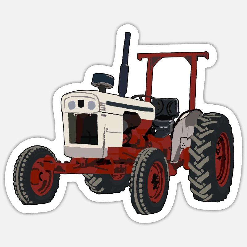 Weisser Traktor - Sticker Größe S (10 x 10 cm) - Mattweiß