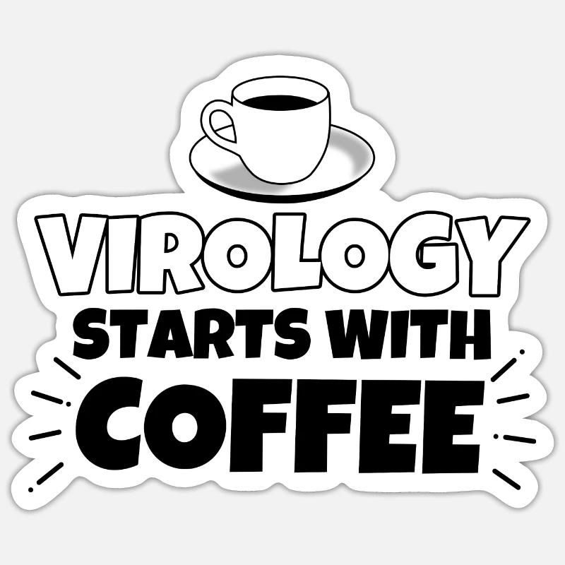 Virologie café drôle sort - Sticker taille S (10 x 10 cm) - blanc mat