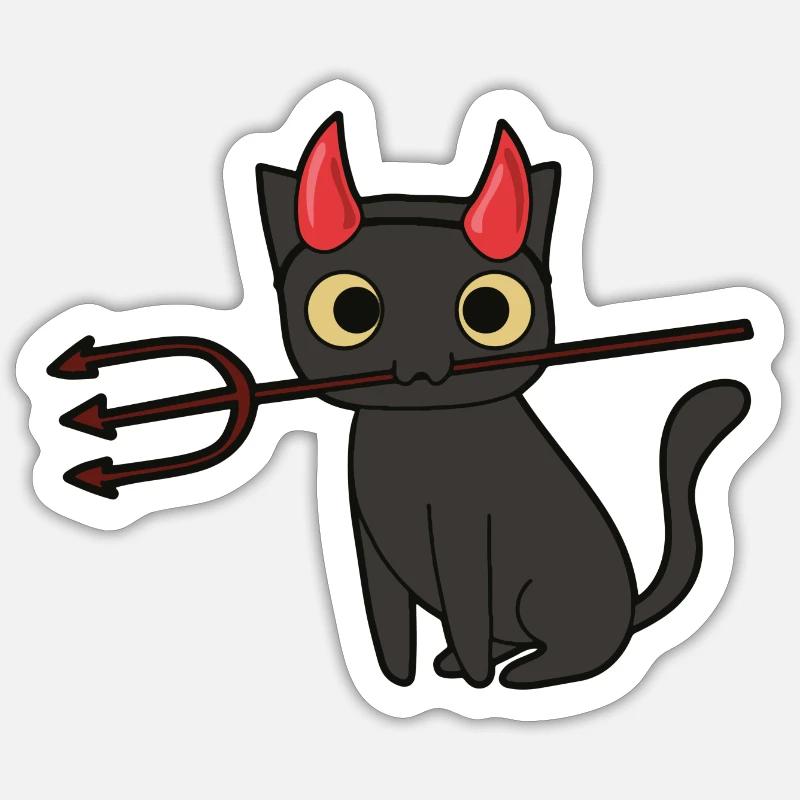 Cat Devil Halloween - Sticker size S (10 x 10 cm) - white matte