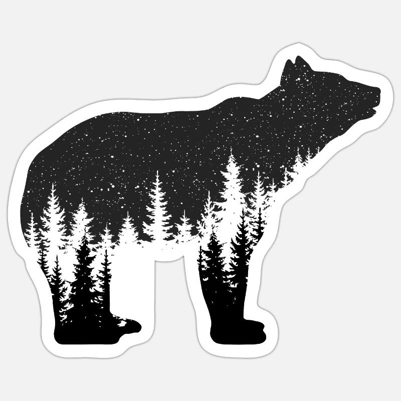 Ours - Sticker taille S (10 x 10 cm) - blanc mat