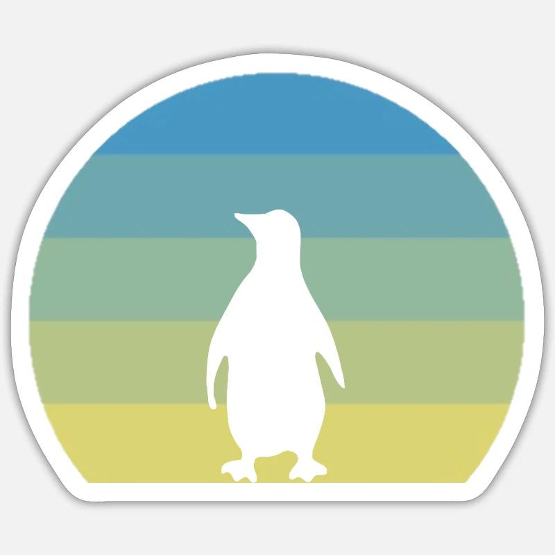 Retro Green Penguin - Sticker size S (10 x 10 cm) - white matte