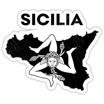 Sicilia Karte Palermo Italienisch Wappen Sizilien - Sticker Größe S (10 x 10 cm) - Mattweiß - Vorne