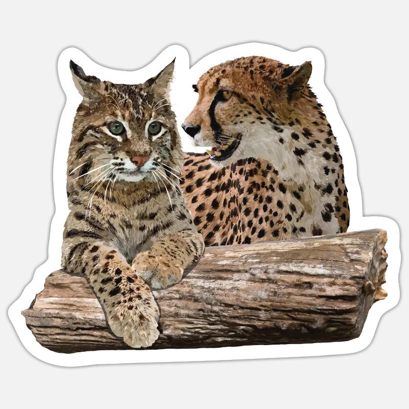 Luchs und Gepard - Sticker Größe S (10 x 10 cm) - Mattweiß