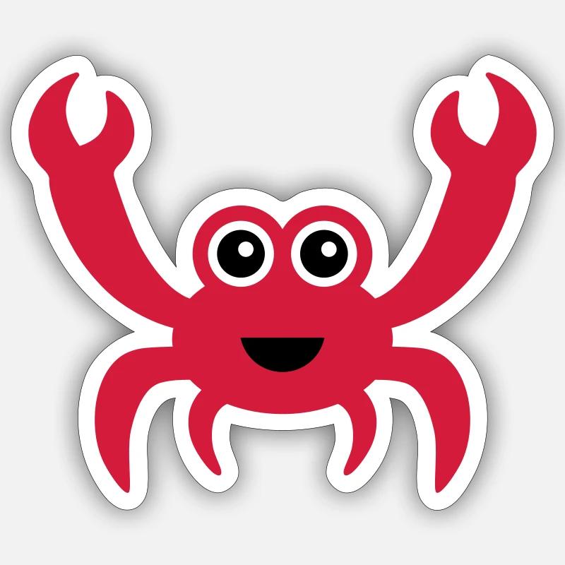 Fröhliche Krabbe mit Kulleraugen Sticker Größe S (10 x 10 cm)