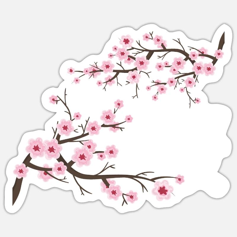 Sakura Fleurs de cerisier japonais - Sticker taille S (10 x 10 cm) - blanc mat