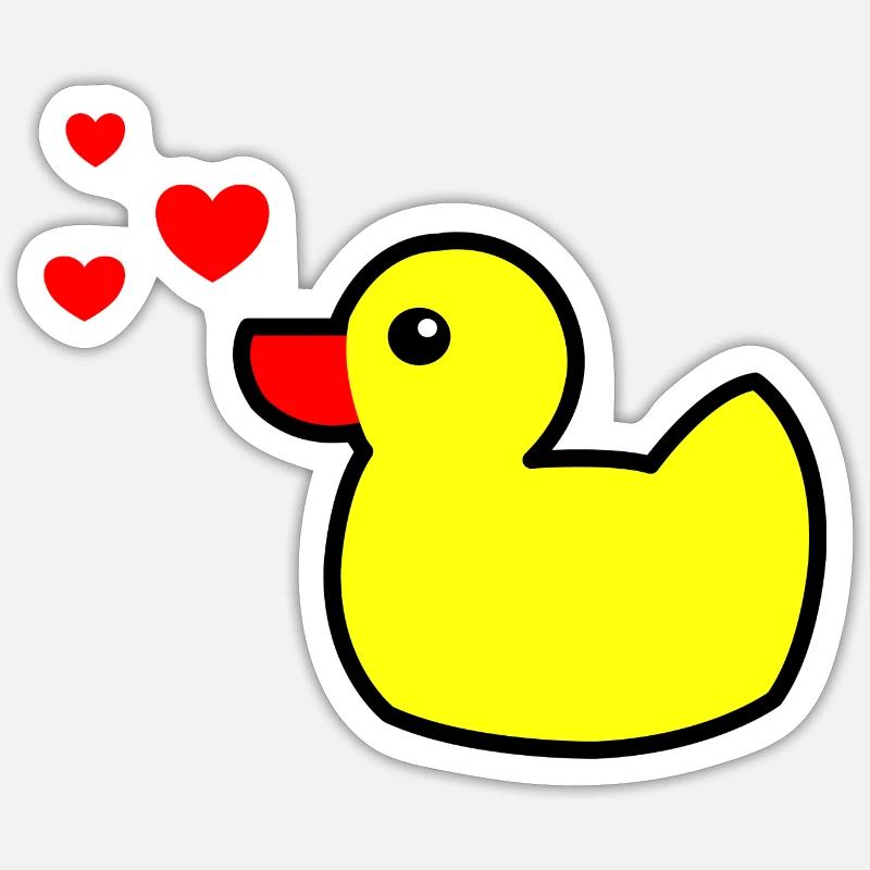 Canard grinçant Jaune Saint-Valentin 2 - Sticker taille S (10 x 10 cm) - blanc mat