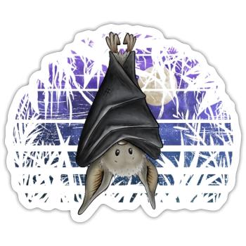 Lässige Gothic Fledermaus in dunkelblauer Vollmond - Sticker Größe S (10 x 10 cm) - Mattweiß - Vorne