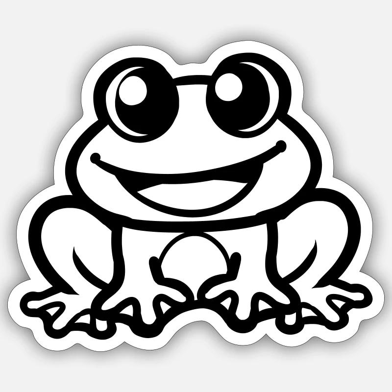 Grenouille cool - Sticker taille S (10 x 10 cm) - blanc mat