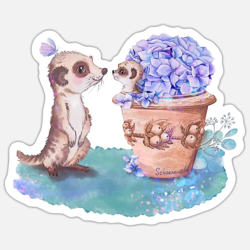 Suricate - Sticker taille S (10 x 10 cm) - blanc mat