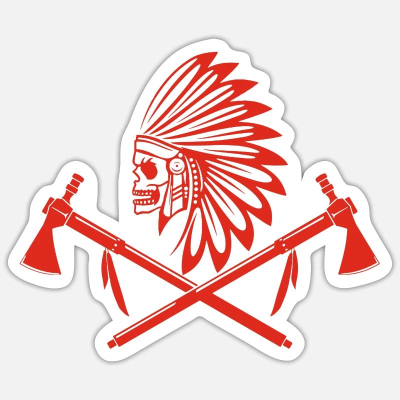 Red Indian Warrior - Sticker size S (10 x 10 cm) - white matte