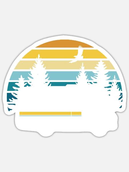 Wohnmobil in der Natur Campen Camping Caravan - Sticker Größe S (10 x 10 cm) - Mattweiß