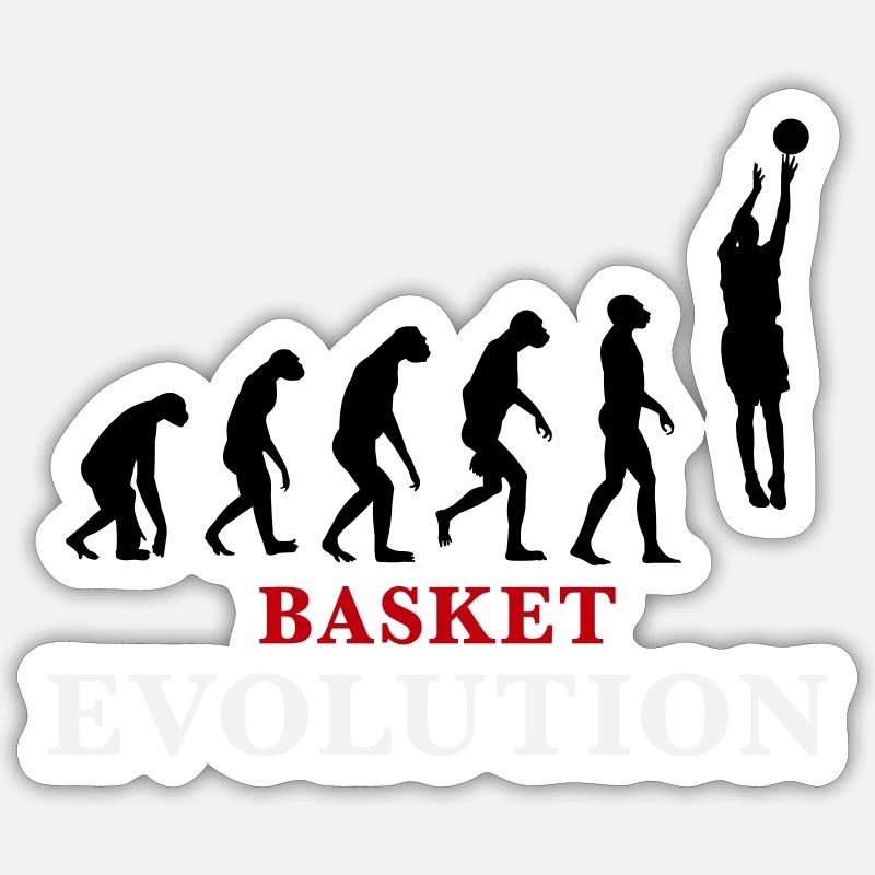 Basket Evolution Sport und Humor 3c - Sticker Größe S (10 x 10 cm) - Mattweiß