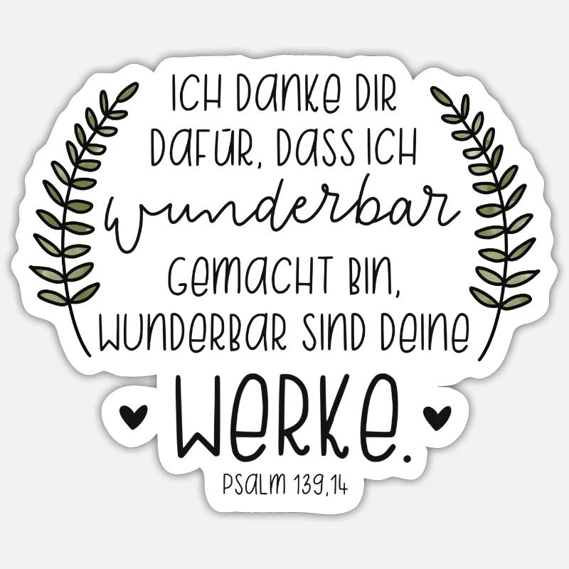 Ich danke dir, dass ich wunderbar gemacht bin Sticker Größe S (10 x 10 cm)