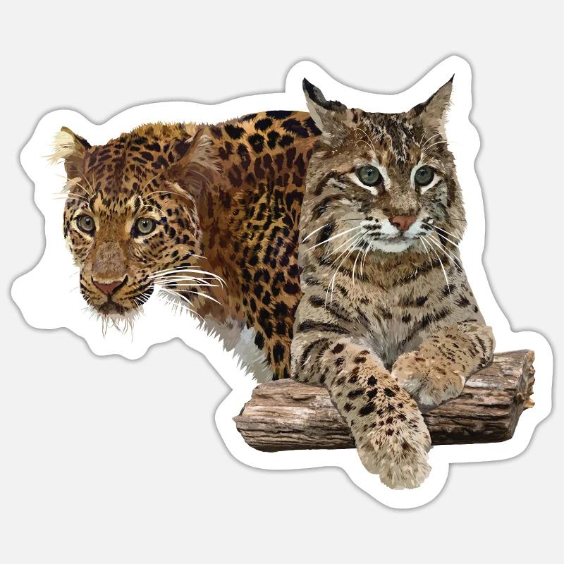 Leopard und Luchs Sticker Größe S (10 x 10 cm)