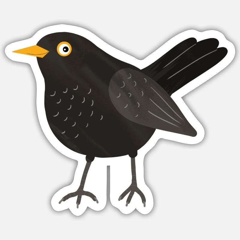 Merle - Sticker taille S (10 x 10 cm) - blanc mat