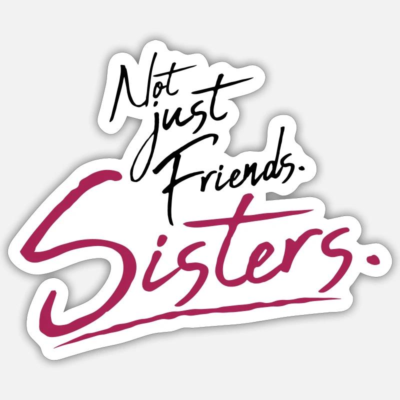 Texte Sœurs Amis - Sticker taille S (10 x 10 cm) - blanc mat