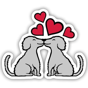 2 kissing dogs in love - Sticker size S (10 x 10 cm) - white matte - Front