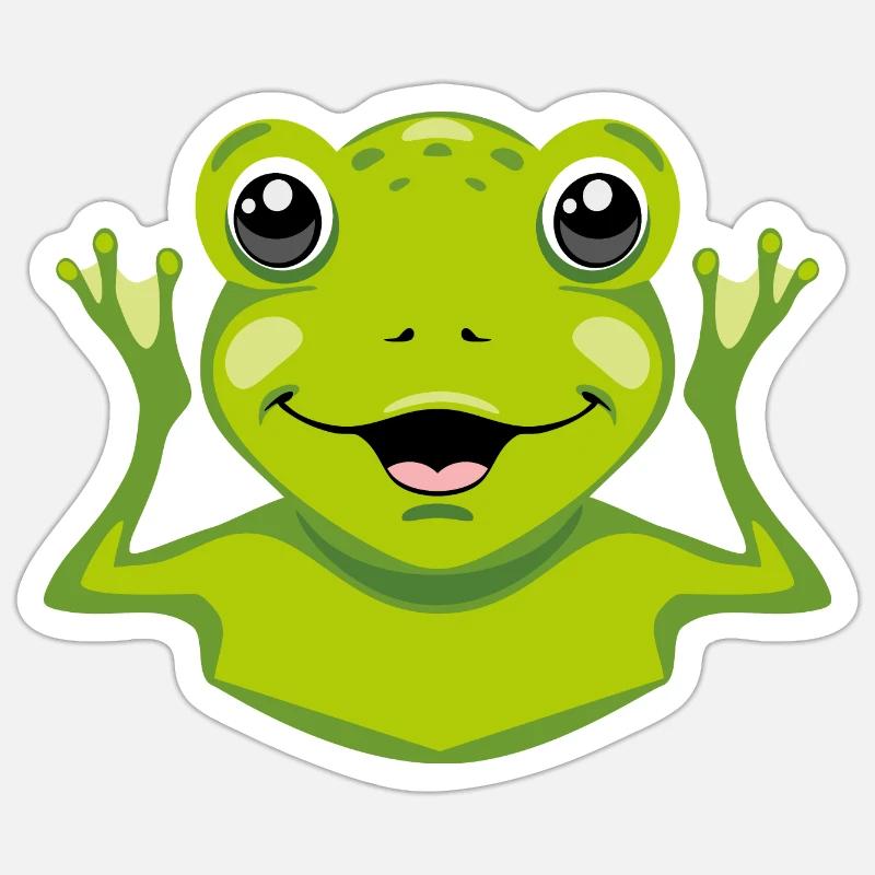 Glücksfrosch - Sticker Größe S (10 x 10 cm) - Mattweiß