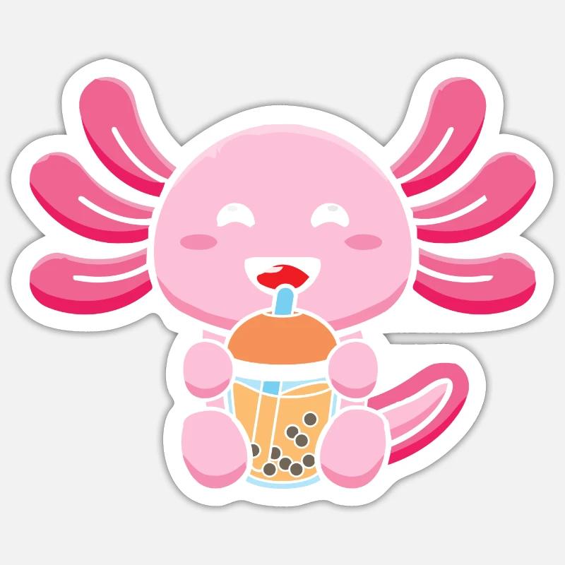Bubble Tea Axolotl Sticker taille S (10 x 10 cm)