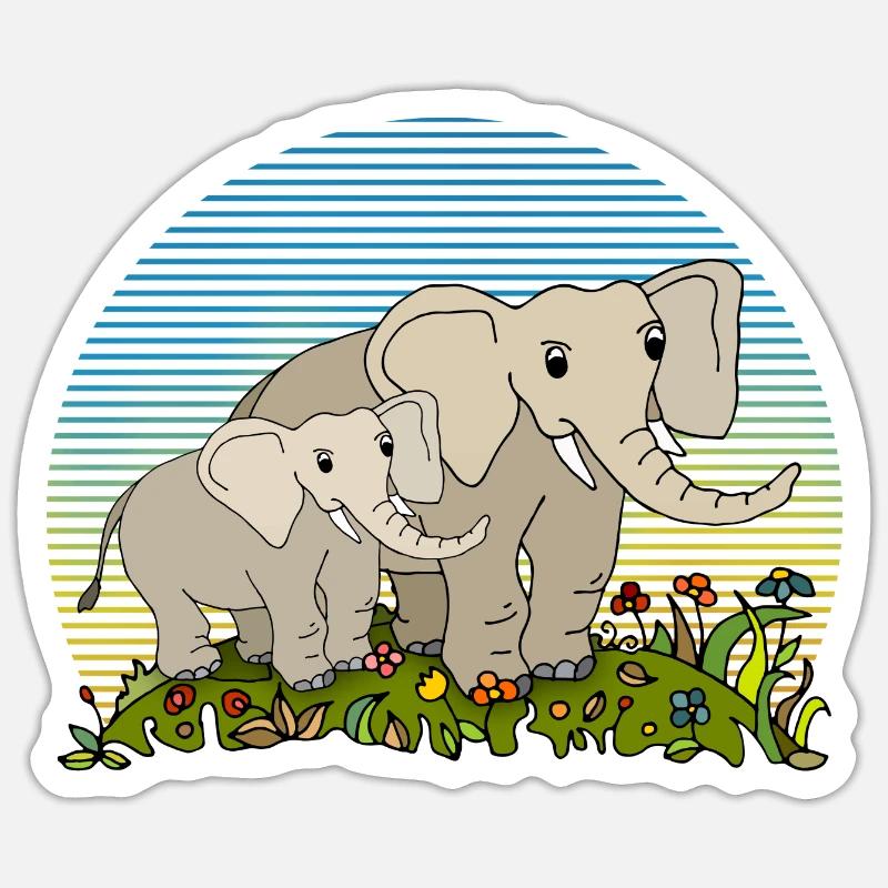 Elephants - Sticker size S (10 x 10 cm) - white matte