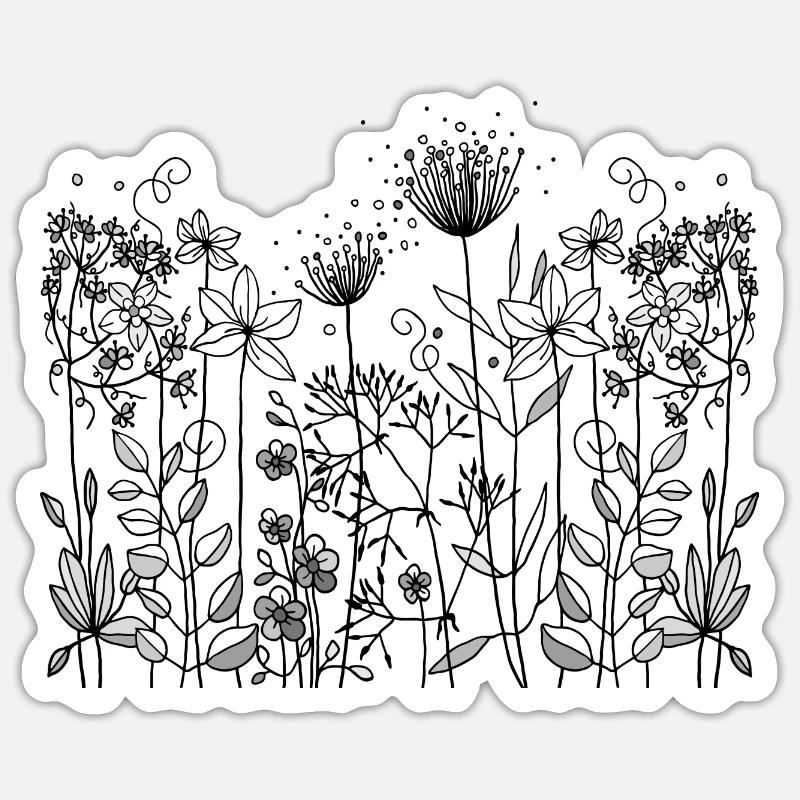 Fleur - Sticker taille S (10 x 10 cm) - blanc mat