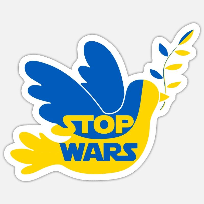 STOP WARS - Sticker taille S (10 x 10 cm) - blanc mat