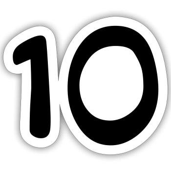 10 - Sticker Größe S (10 x 10 cm) - Mattweiß - Vorne