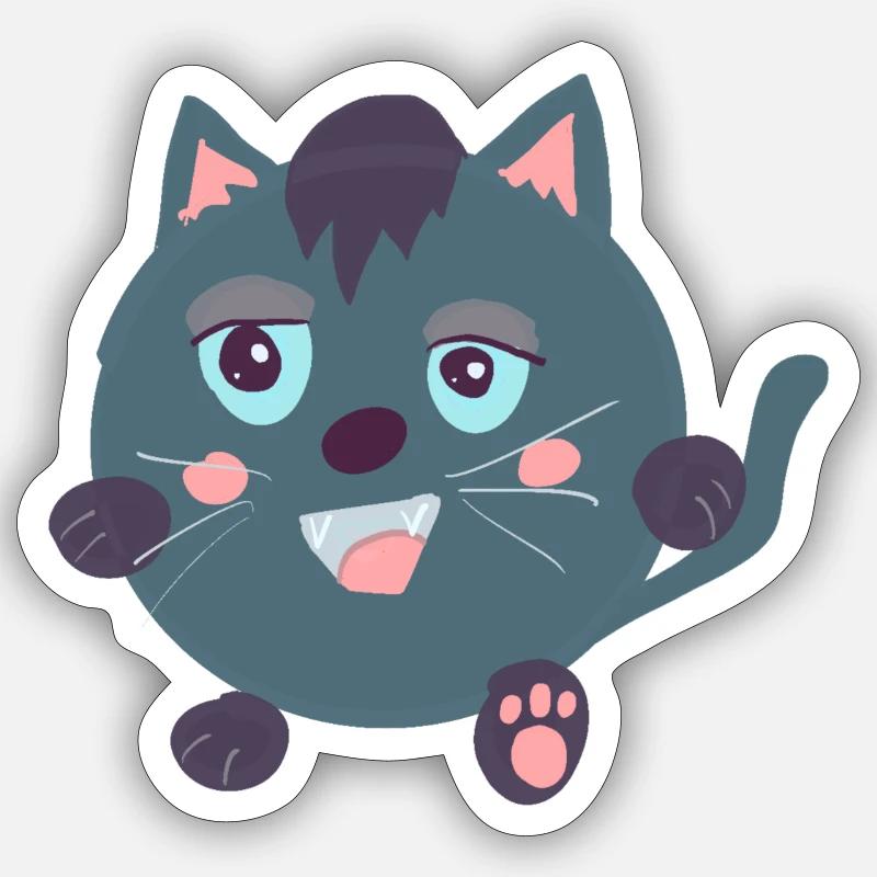 Chat maladroit - Sticker taille S (10 x 10 cm) - blanc mat