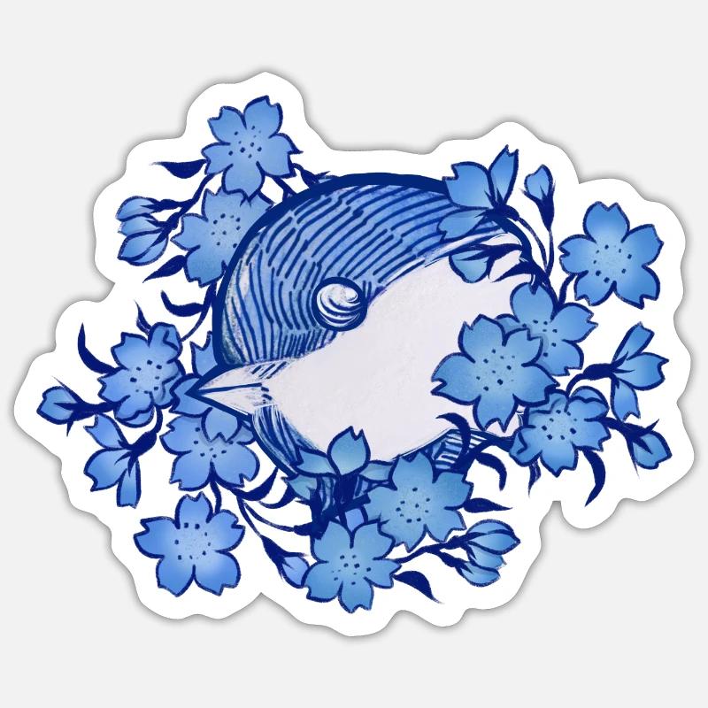 mésange - Sticker taille S (10 x 10 cm) - blanc mat