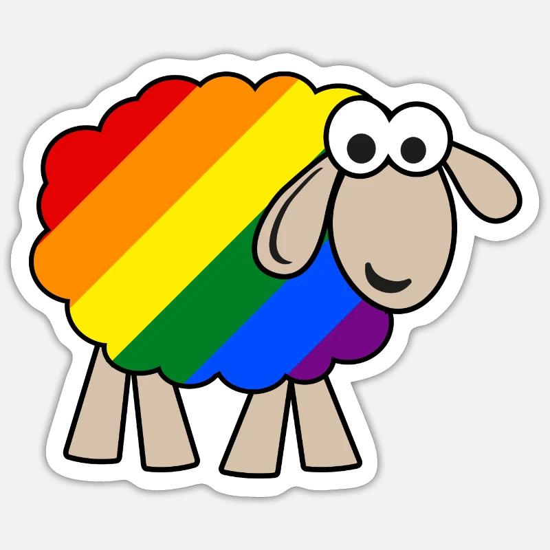 Regenbogen Schaf - Sticker Größe S (10 x 10 cm) - Mattweiß