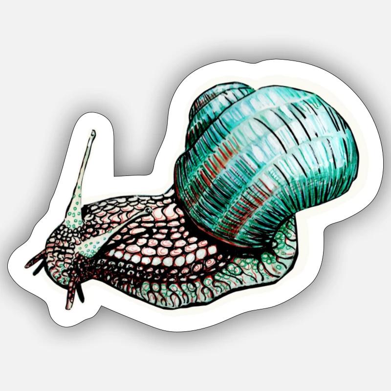 Escargot avec coquille d’escargot - Sticker taille S (10 x 10 cm) - blanc mat