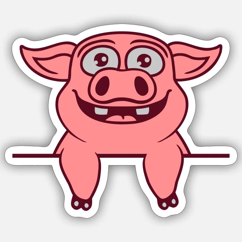 Stall Schwein Text einfügen - Sticker Größe S (10 x 10 cm) - Mattweiß