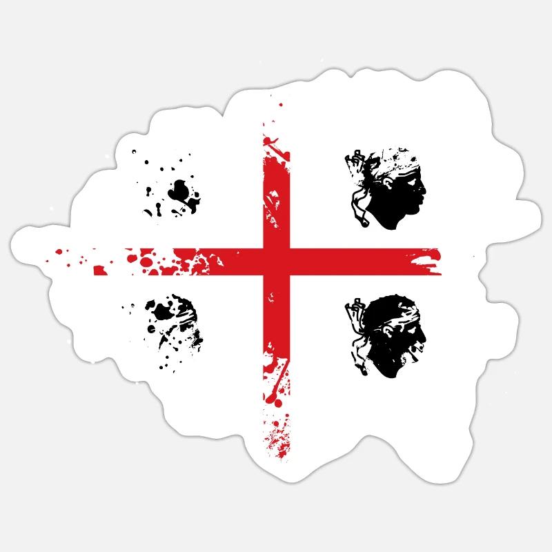 Sardinia Flag Klecks Sardinian Flag Spritzer - Sticker size S (10 x 10 cm) - white matte