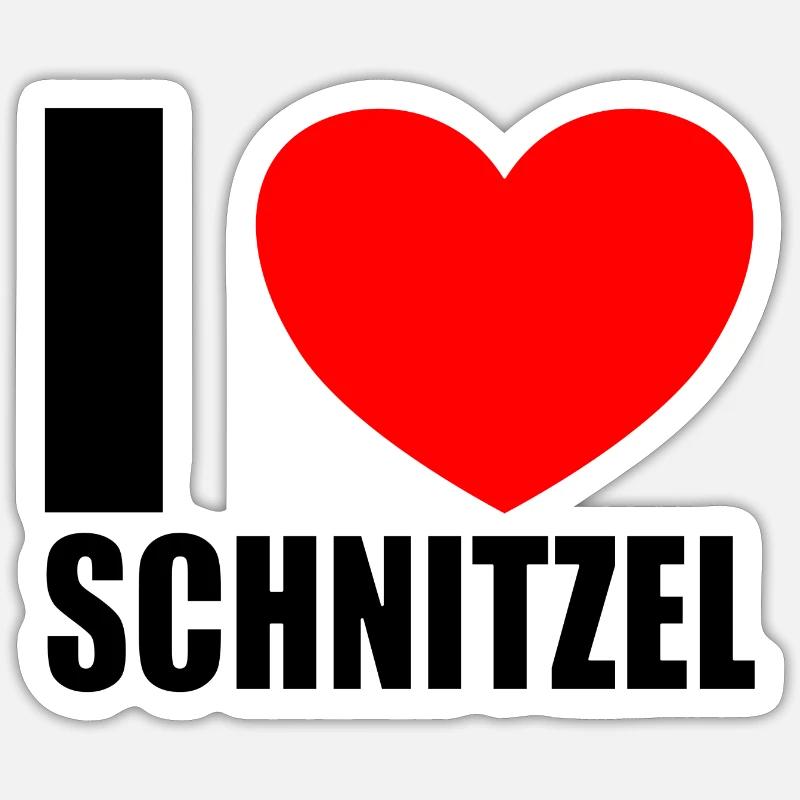 I love Schnitzel - Sticker size S (10 x 10 cm) - white matte