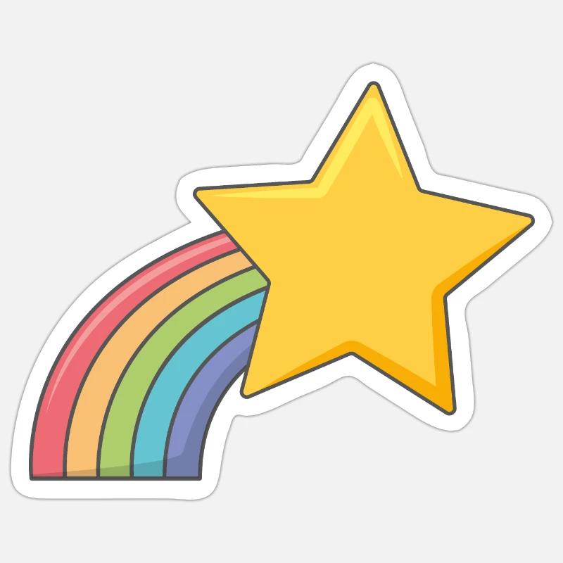 Sternschnuppe Regenbogen - Sticker Größe S (10 x 10 cm) - Mattweiß