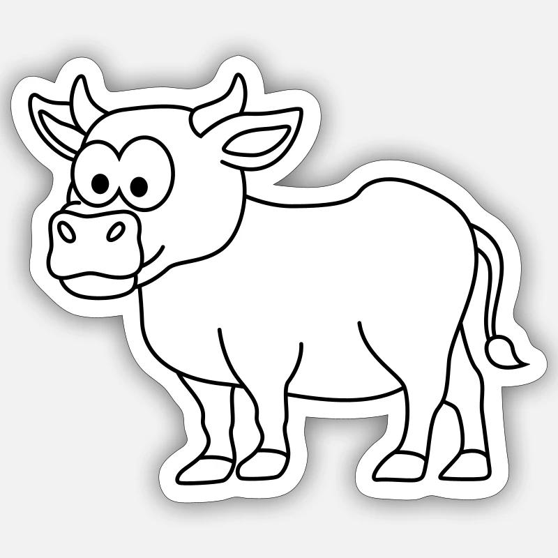 Vache Comic Animal - Sticker taille S (10 x 10 cm) - blanc mat