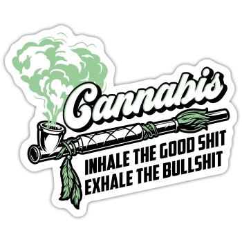 Farben änderbar | Cannanis Inhale Exhale - Sticker Größe S (10 x 10 cm) - Mattweiß - Vorne