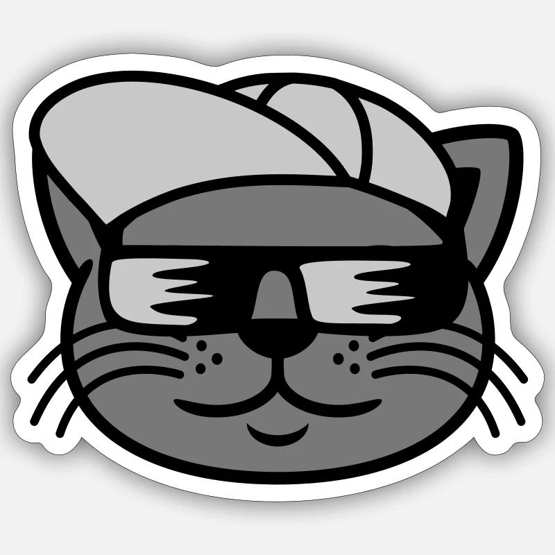 Sunglasses cat face cool - Sticker size S (10 x 10 cm) - white matte