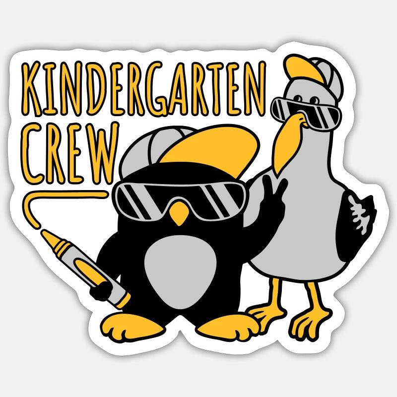 Kindergarten Crew Seagull Penguin - Sticker size S (10 x 10 cm) - white matte