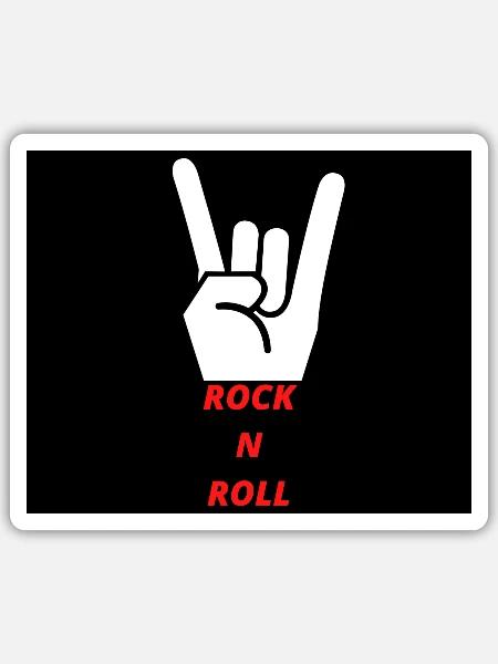ROCK N ROLL - Sticker Größe S (10 x 10 cm) - Mattweiß